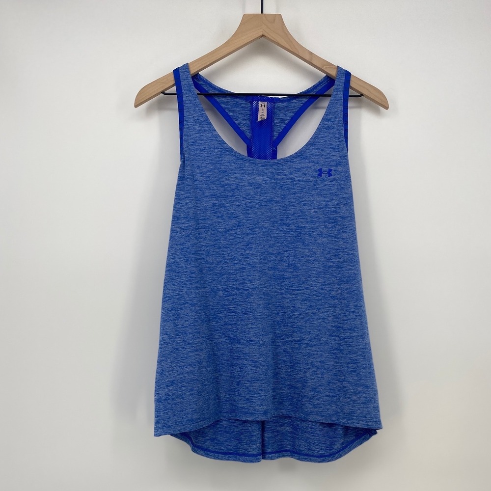 Under Armour Tank Top XL Blue Excellent HeatGear Racerback Space Dye Mesh Back